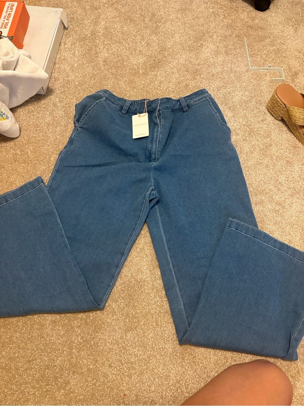 Skies Are Blue Light Wash Elastic Waist Denim Pants